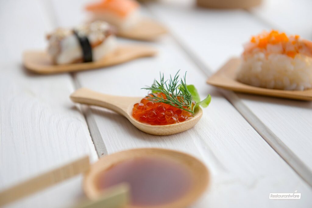 Utensílios em bambu para finger food