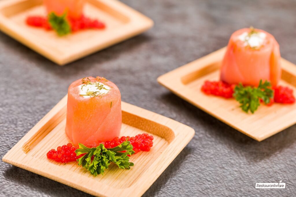 Utensílios em bambu para finger food