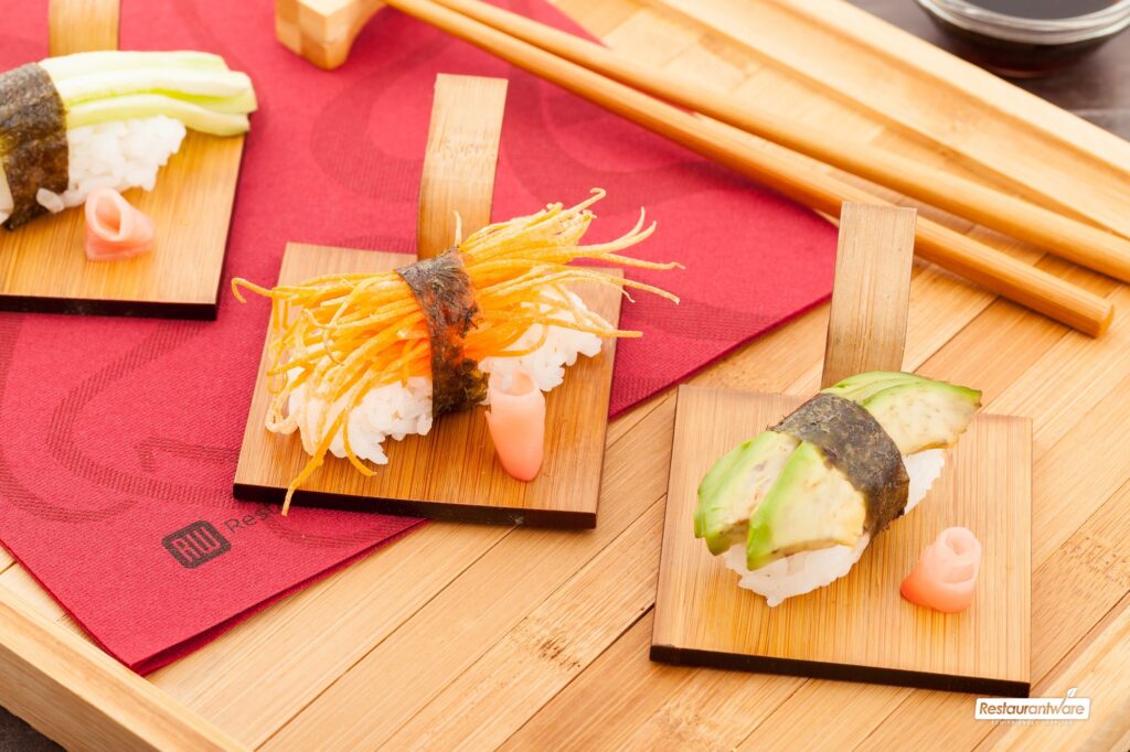 Utensílios em bambu para finger food
